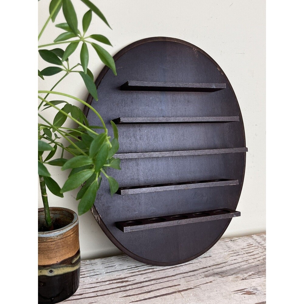 Vintage Oval Wooden Thimble Display Hanging Shelf Wall Rack Cottage Core 12”
